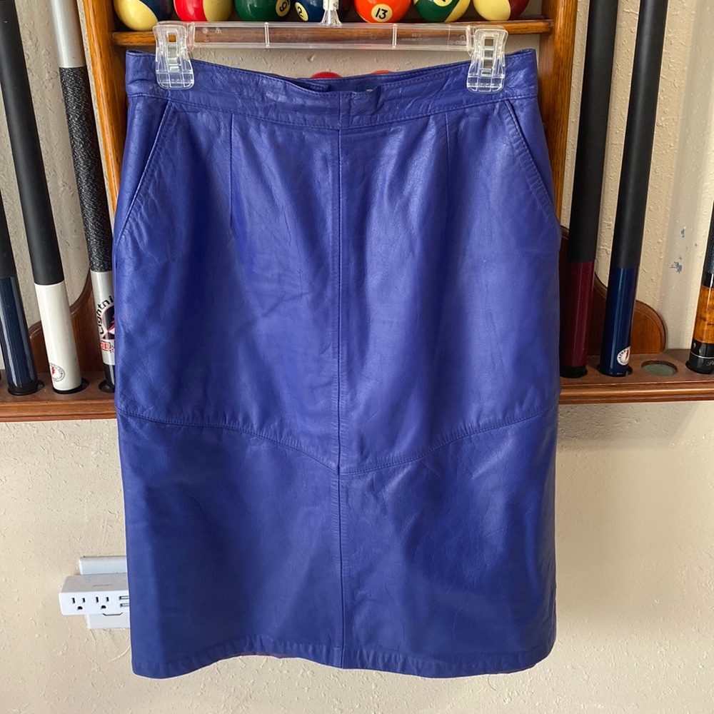 Vintage Evan Davies leather midi skirt with pockets